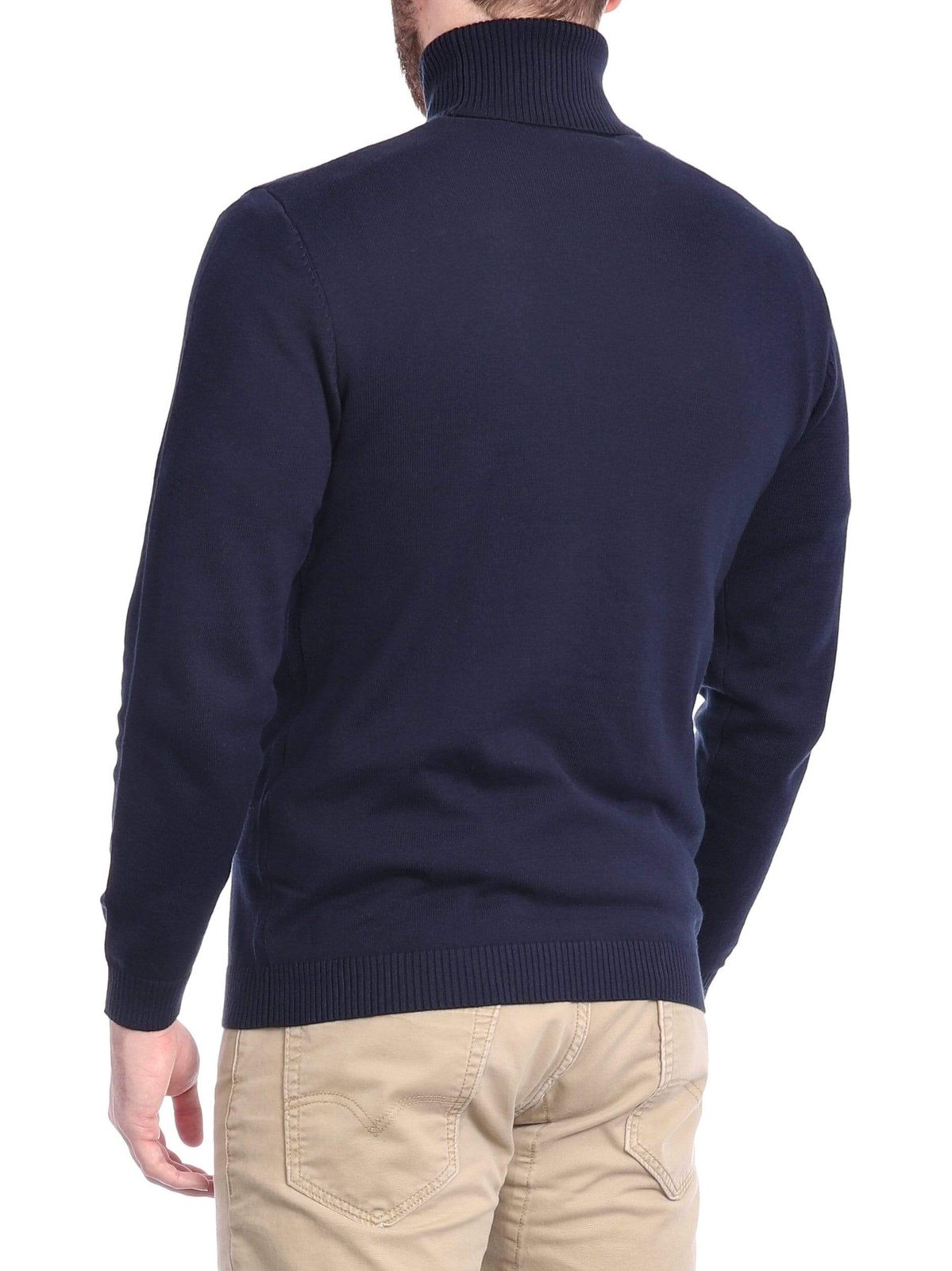 Arthur Black Men's Solid Navy Blue Pullover Cotton Blend Turtleneck Sweater Shirt