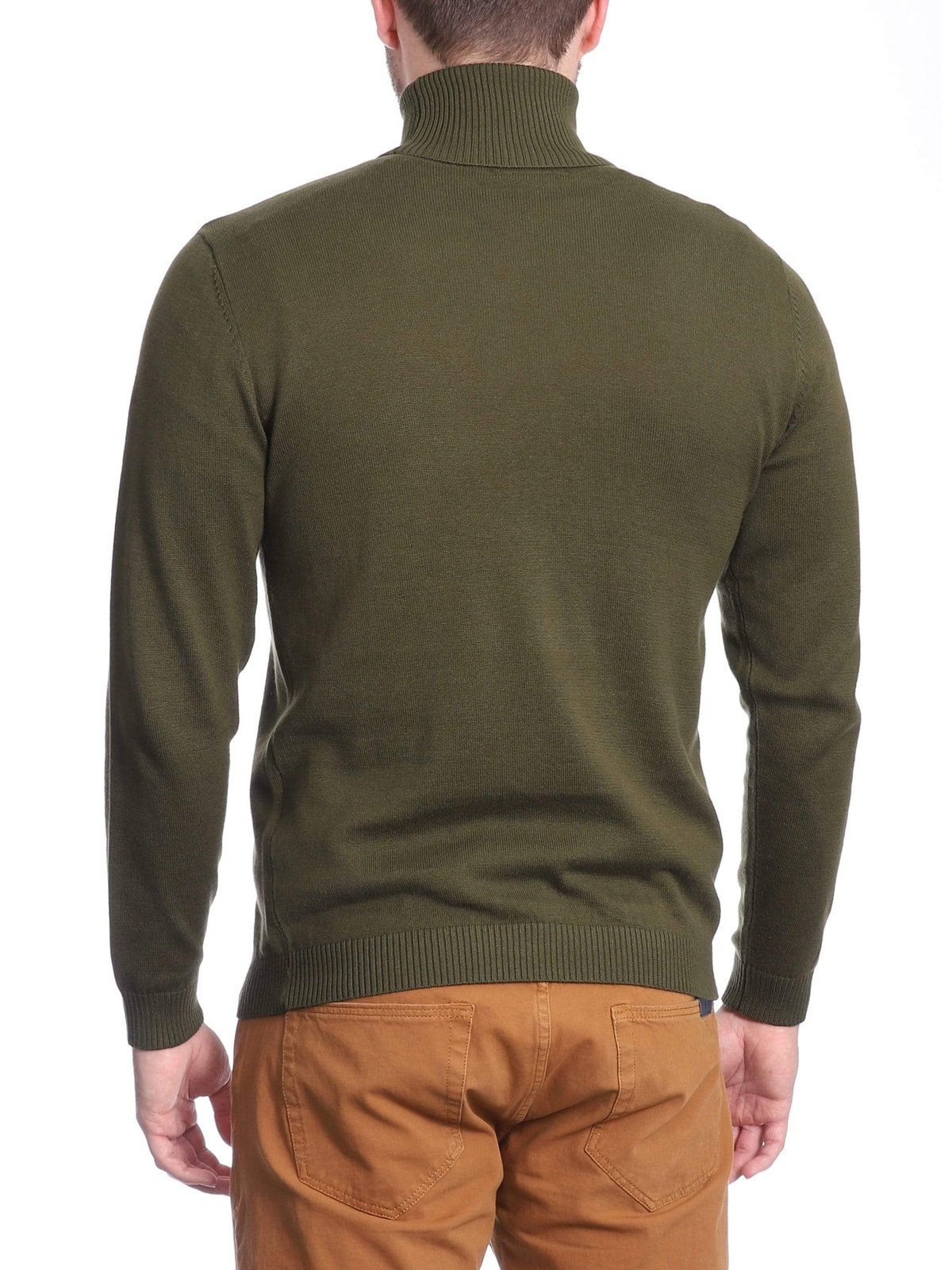 Arthur Black Men's Solid Olive Green Pullover Cotton Blend Turtleneck Sweater