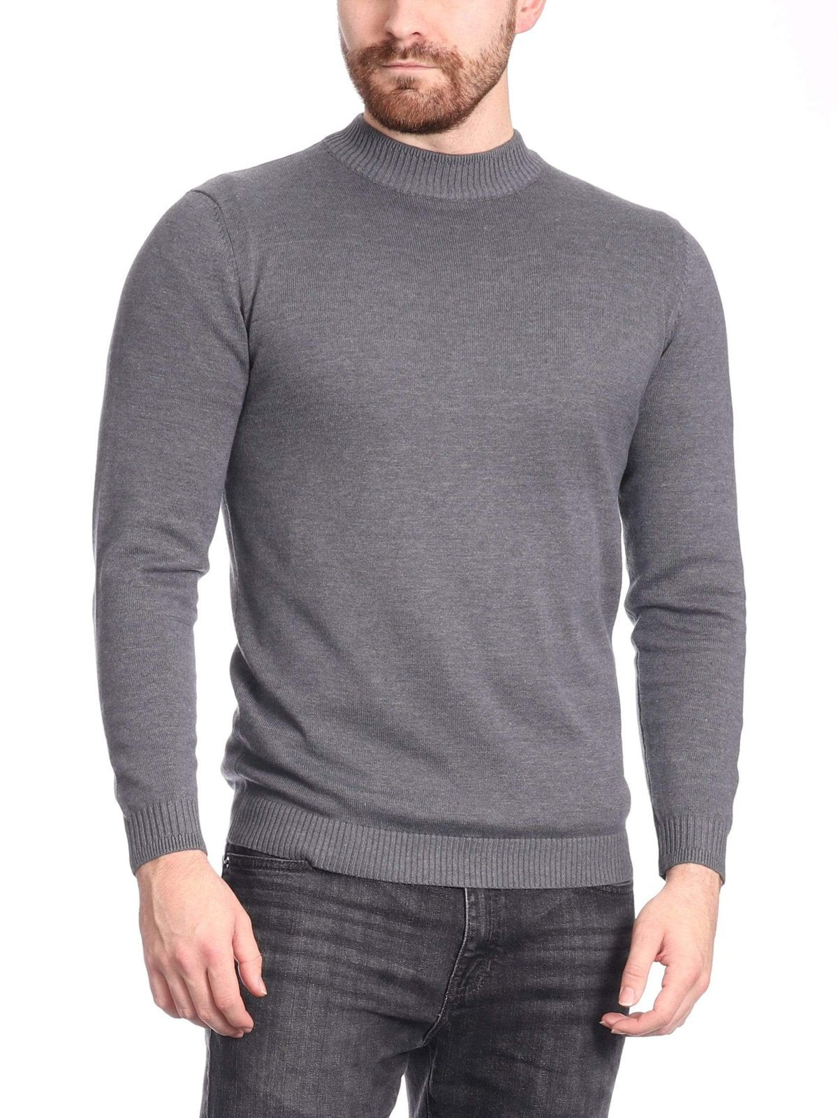 Arthur Black Men’s Charcoal Gray Pullover Cotton Blend Mock Neck Sweater Shirt