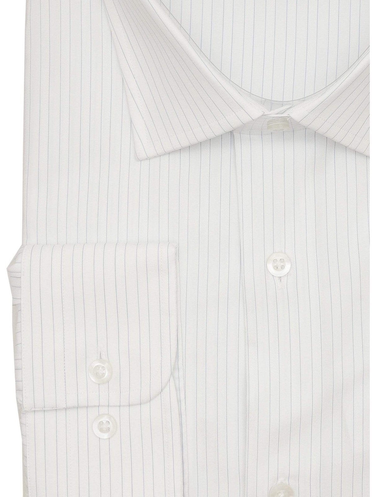 Mens Cotton Blue Striped Contemporary Fit Spread Collar Stretch Dress Shirt