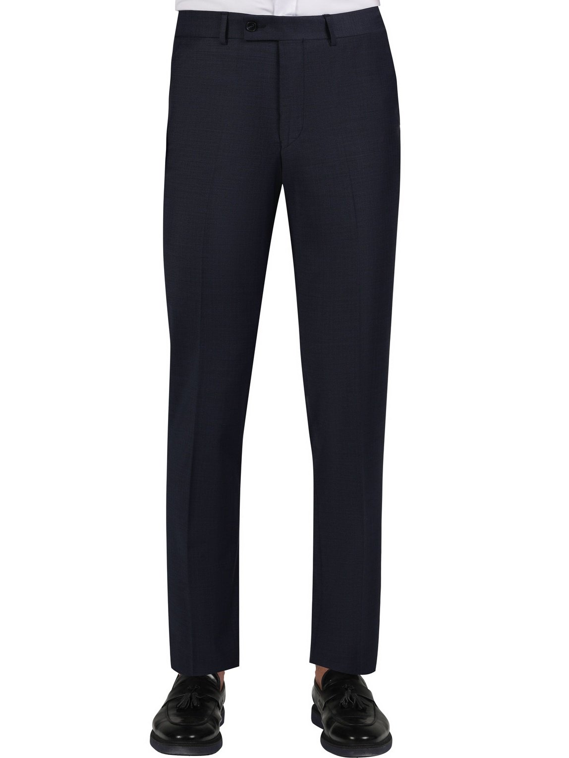 Di'nucci Slim Fit Navy With Brown Windowpane Peak Lapel Wool Blend Suit