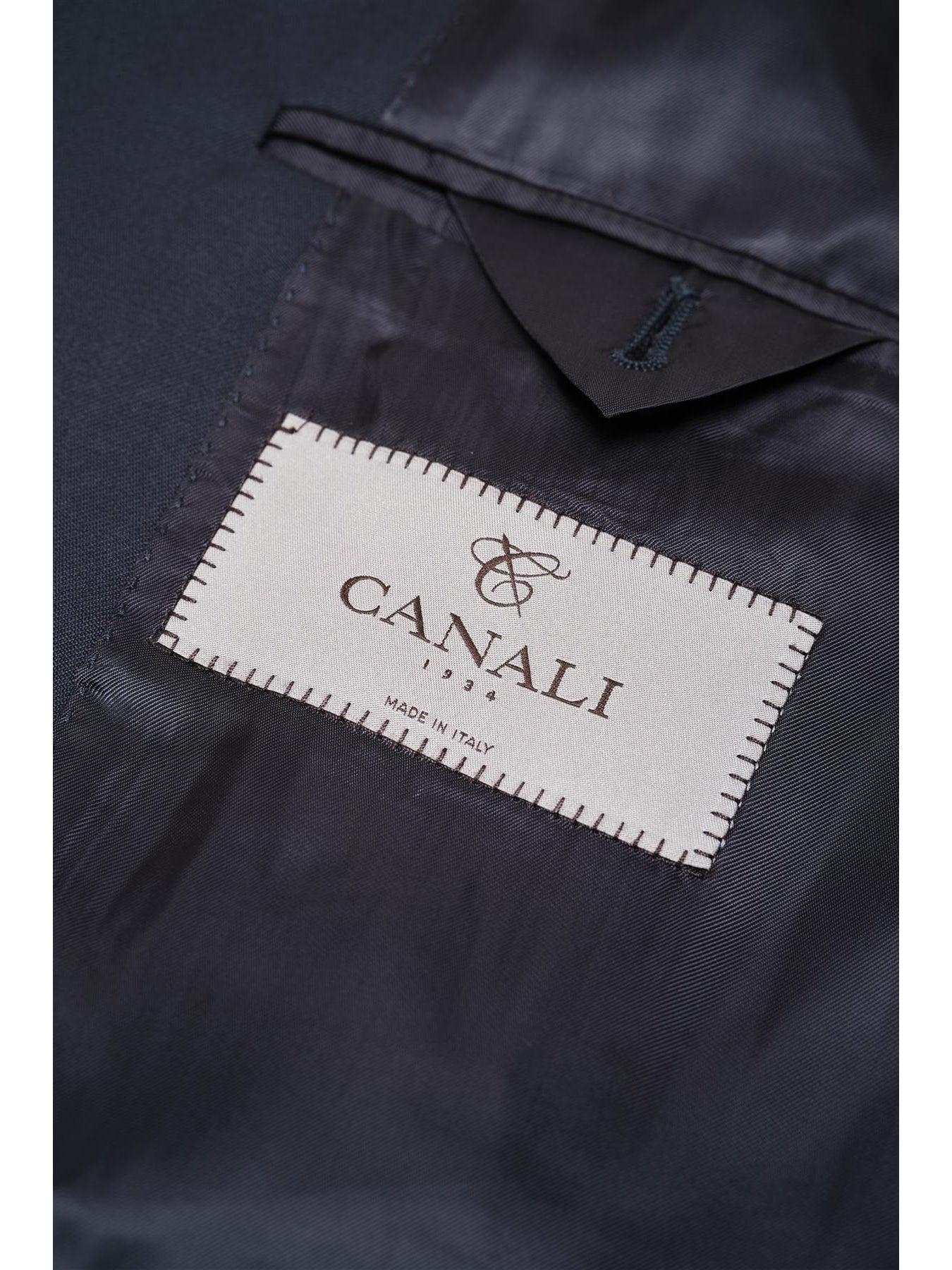 Canali 1934 Mens Solid Navy Blue 44R Drop 7 Modern Fit 100% Wool 2 Piece Suit