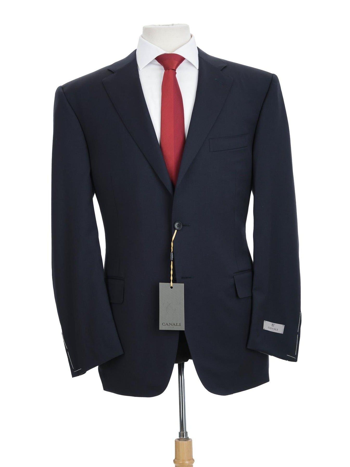 Canali 1934 Mens Solid Navy Blue 44R Drop 7 Modern Fit 100% Wool 2 Piece Suit