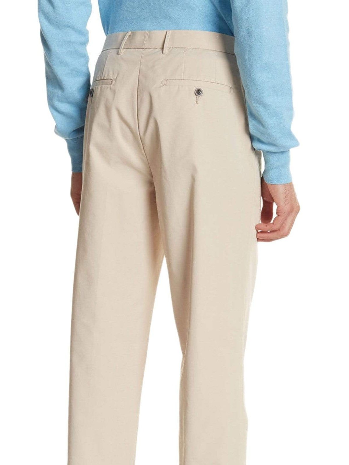 Lauren Ralp Lauren Regular Fit Solid Tan Flat Front Cotton Dress Pants