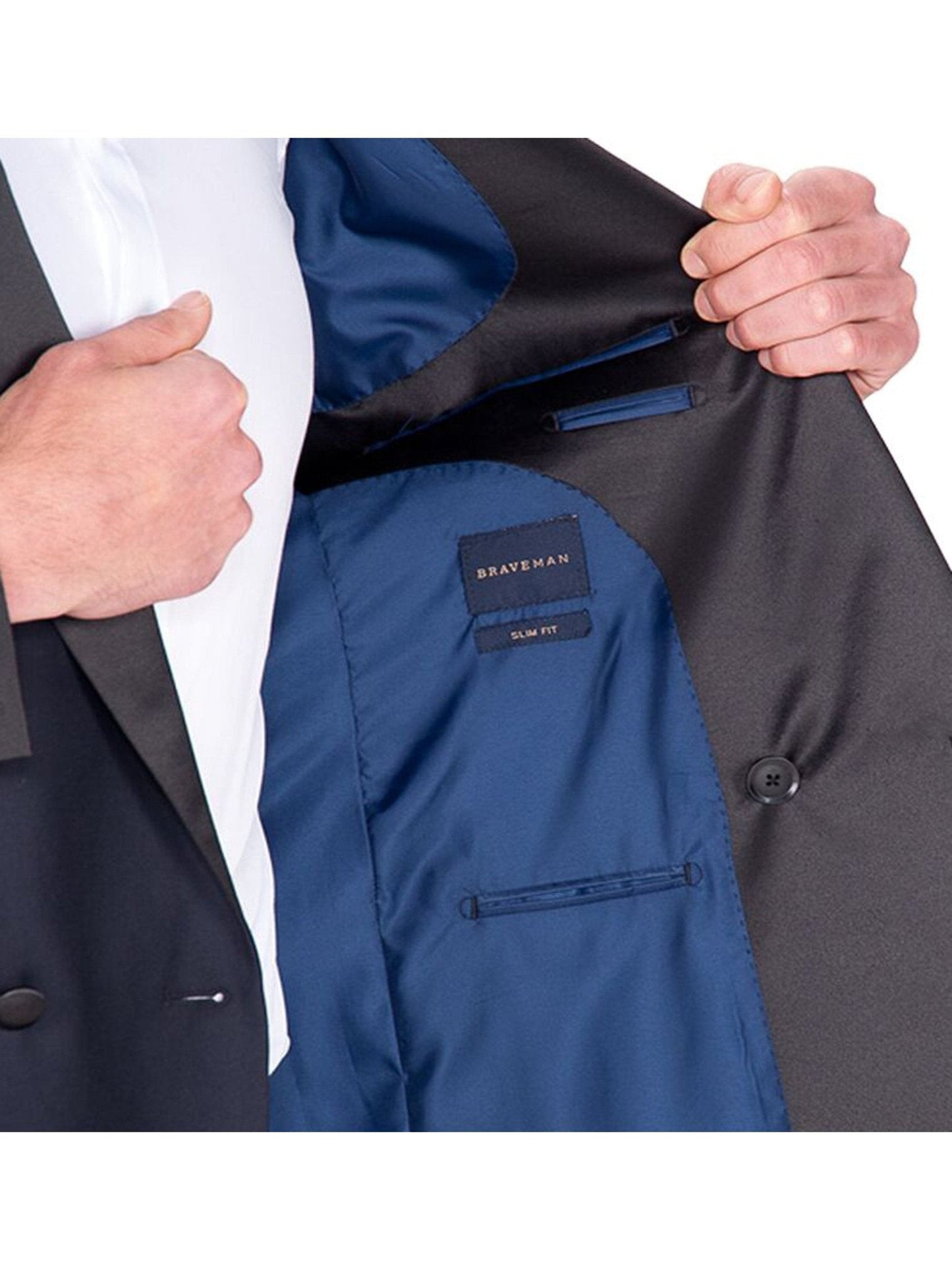 Braveman Slim Fit Navy Blue Double Breasted Tuxedo Tux Suit