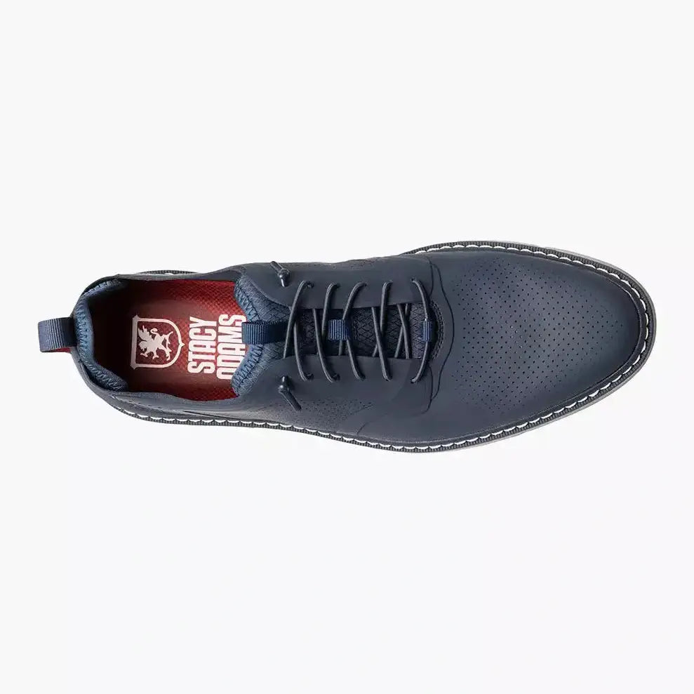 Stacy Adams Synchro Mens Navy Leather Lace Up Sneakers Casual Shoes