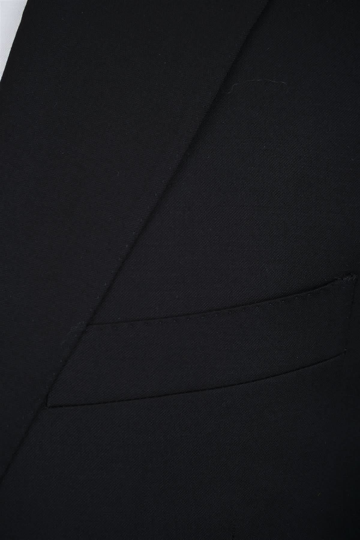 Canali Solid Black 100% Wool 2 Button Suit 46L