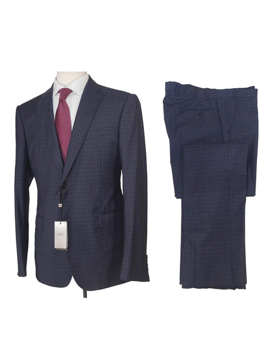 Armani Collezioni M-Line Mens 42R Navy Blue Check 2 Piece Suit