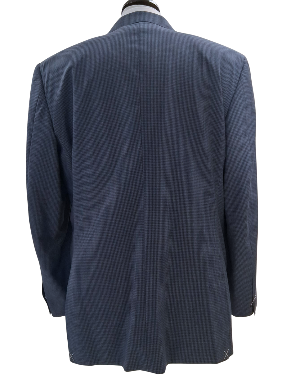 Canali Blue Micro Check 100% Wool 2 Button Suit 48R