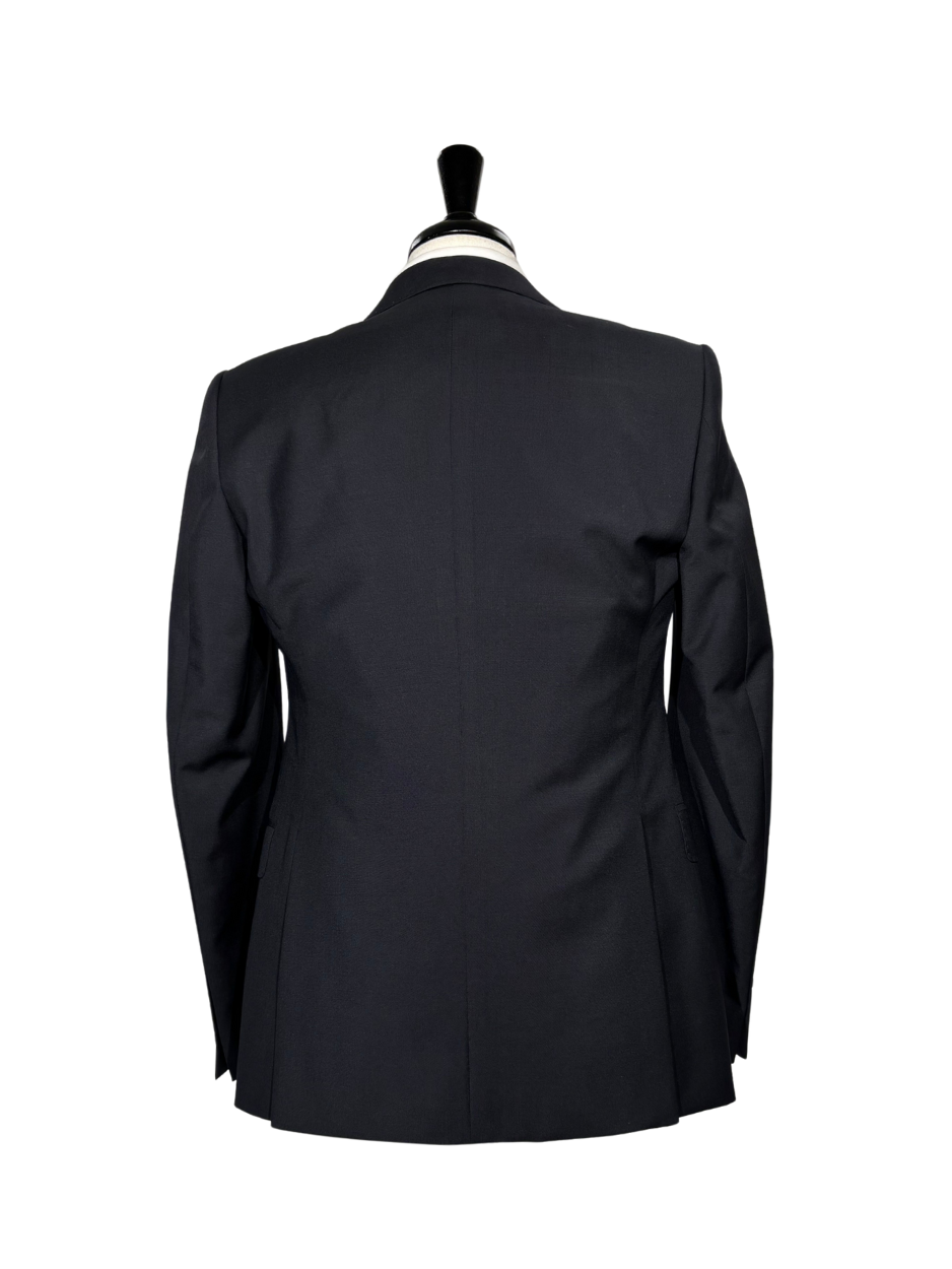 Armani Collezioni M-Line Solid Black Wool Blend Notch Lapel Modern Fit 3 Piece Suit 36R