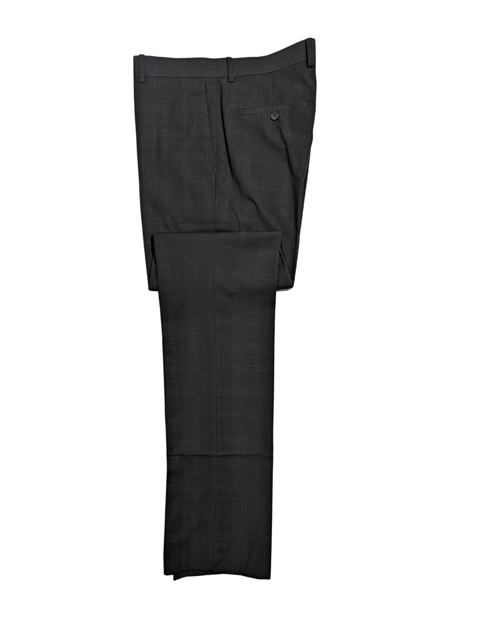 Caravelli Mens Black Plaid Slim Fit 2 Piece Suit