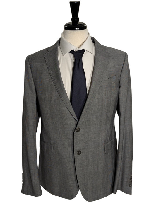 Armani Collezioni Gray Plaid Classic Fit Notch Lapel 2 Button Wool Suit 42R