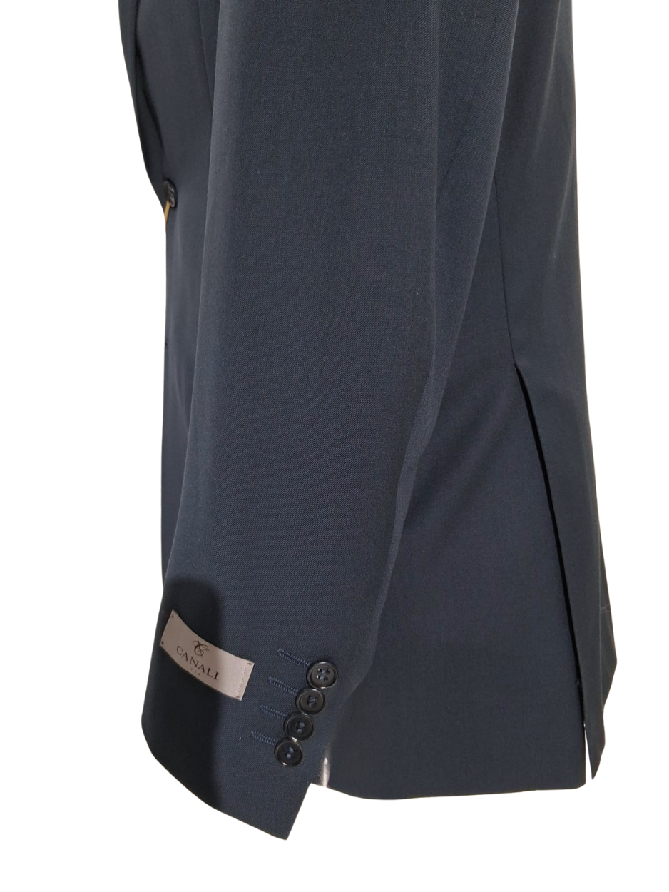 Canali Solid Dark Blue 100% Wool 2 Button Suit 38R