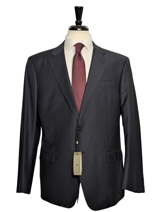 Armani Collezioni G Line Navy Microcheck Slim Fit Wool 2-Button Suit 44R