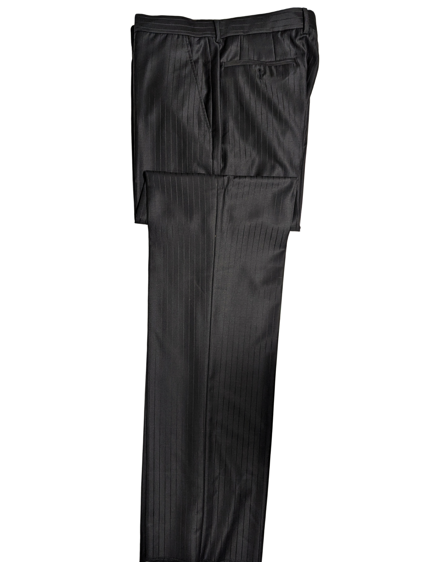 Giorgio Armani Black Pinstripe One-Button Peak Lapel Wool Suit 44R