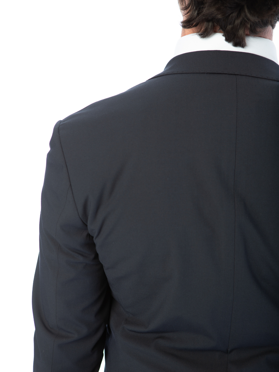 Raphael Mens Solid Navy Blue Slim Fit Stretch 2 Button Blazer Sportcoat
