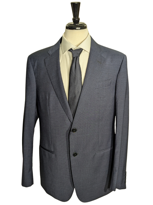 Emporio Armani Blue Mini Check G-Line Slim Fit Notch Lapel 2 Button Wool Suit 44R