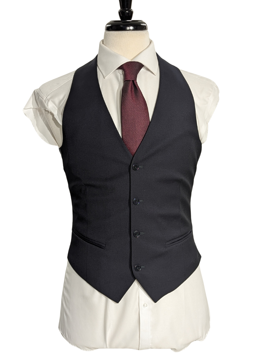 Armani Collezioni Black Textured Classic Fit Notch Lapel 3 Piece Wool Suit 36R