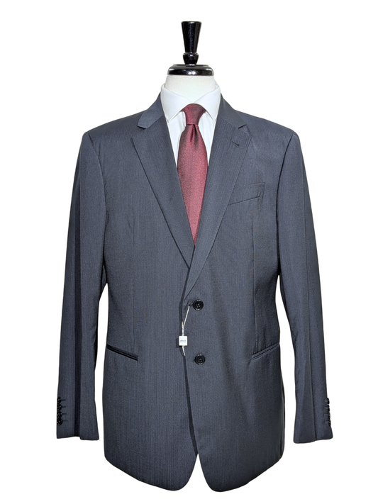 Armani Collezioni Navy Tonal Pinstriped Notch Lapel Wool 2-Button Suit - 44R