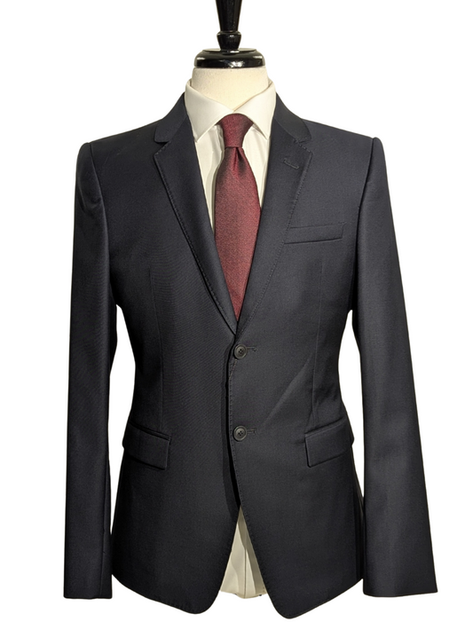 Emporio Armani Solid Navy Blue Classic Fit Notch Lapel 2 Button Wool Suit 38R