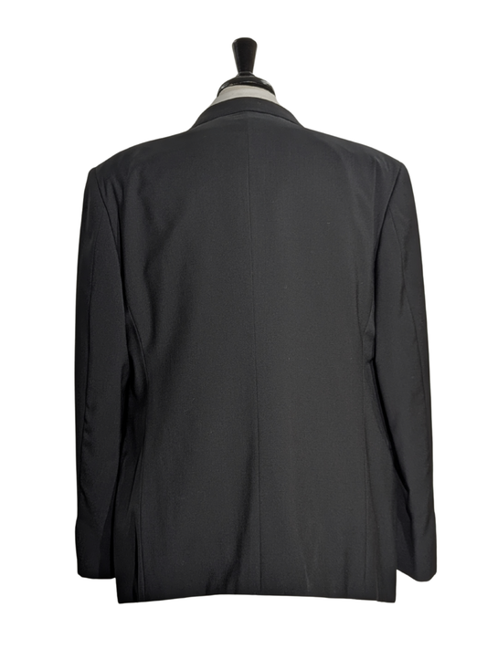 Armani Collezioni Solid Black Notch Lapel 3-Piece Wool Suit - 48R