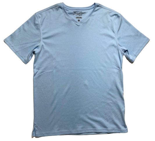Briani Uomo Men’s Sky Blue Short Sleeve 100% Pima Cotton V-Neck T-Shirt