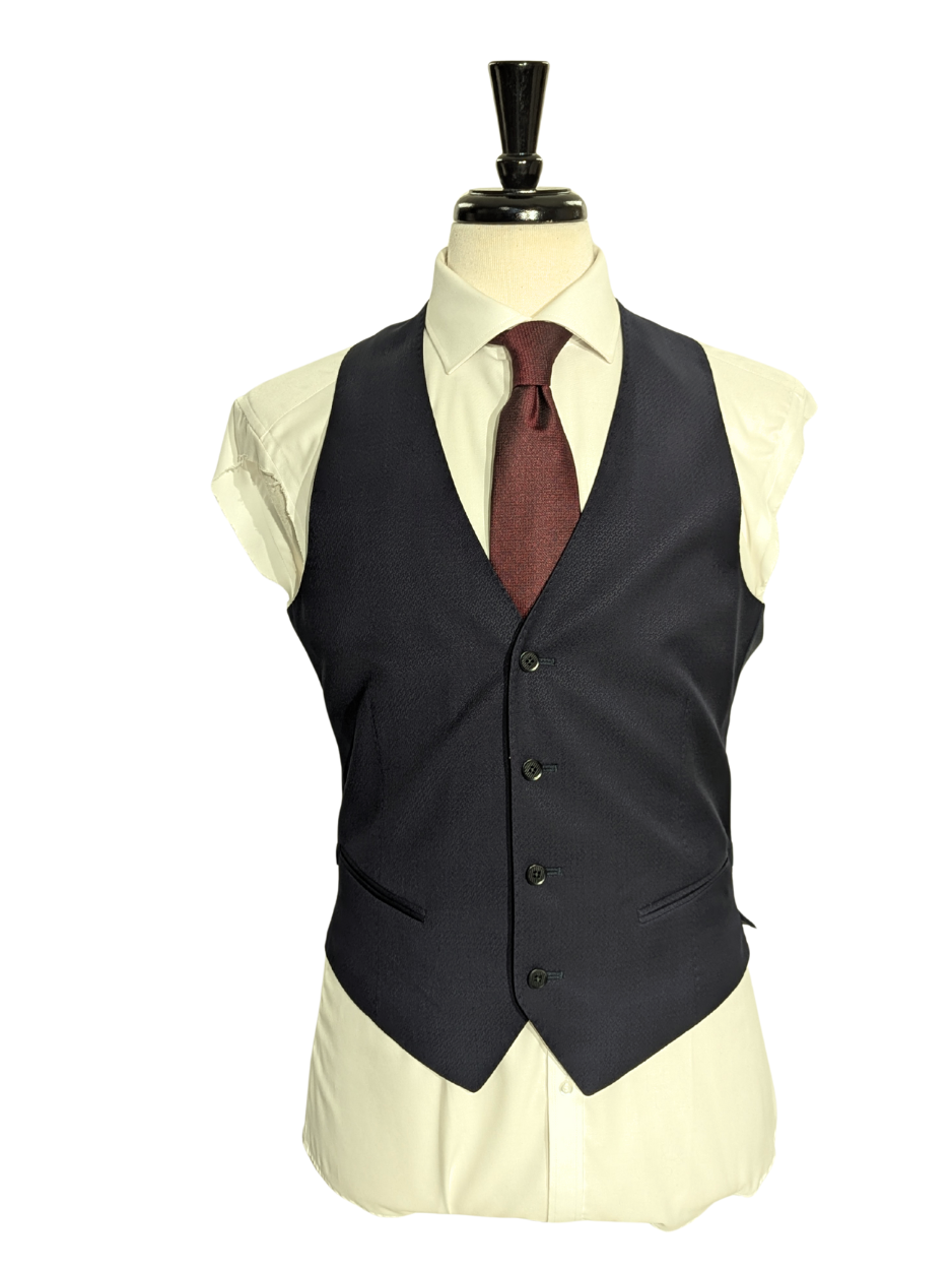 Armani Collezioni Men’s Black M-Line Three Piece Notch Lapel Suit with Vest 40R