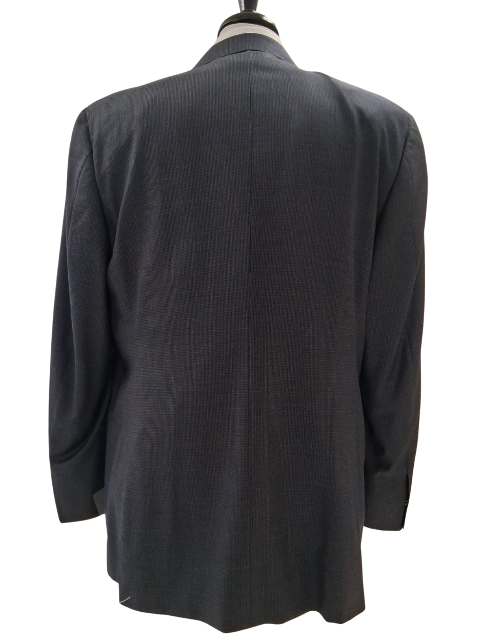 Canali Grey Micro Check 100% Wool Suit 46L