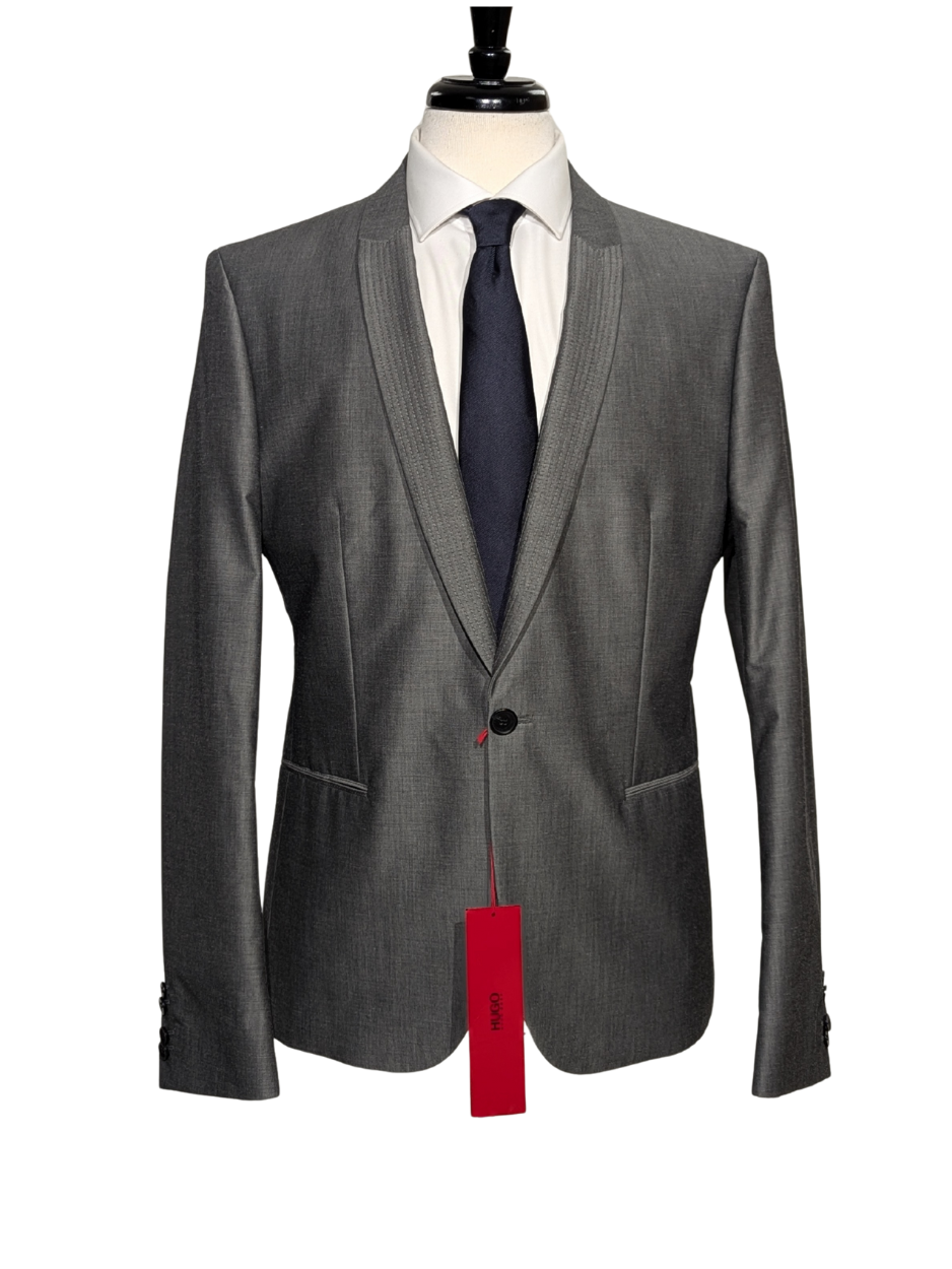 Hugo Boss Light Gray Shawl Lapel Single-Button Cotton Blend Tuxedo 42R