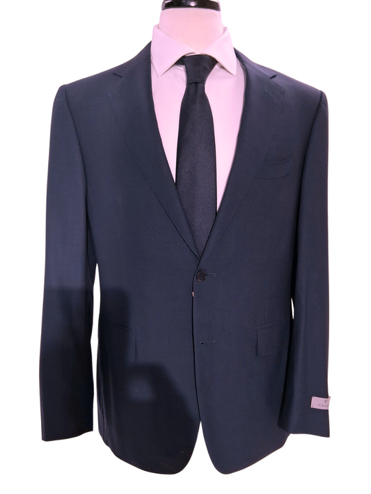 Canali Solid Navy 100% Wool Suit 40R