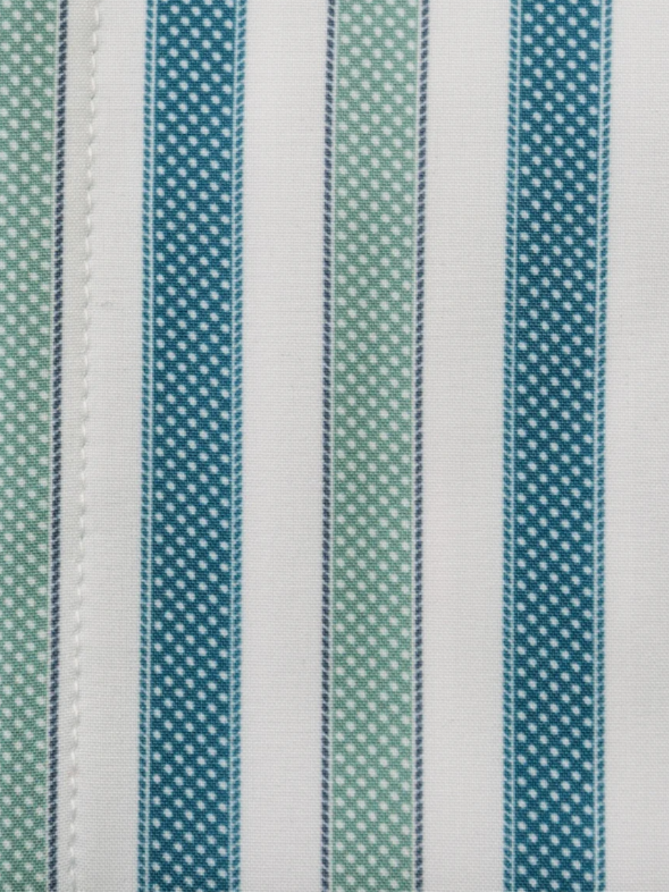Steven Land Green & Teal Striped Club Collar French Cuff 100% Cotton Wrinkle & Shrink Free Dress Shirt
