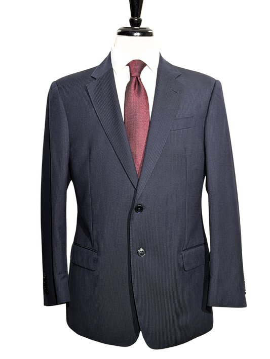 Armani Collezioni Navy Blue Pinstripe Slim Fit Two-Button Notch Lapel Wool Suit 38R