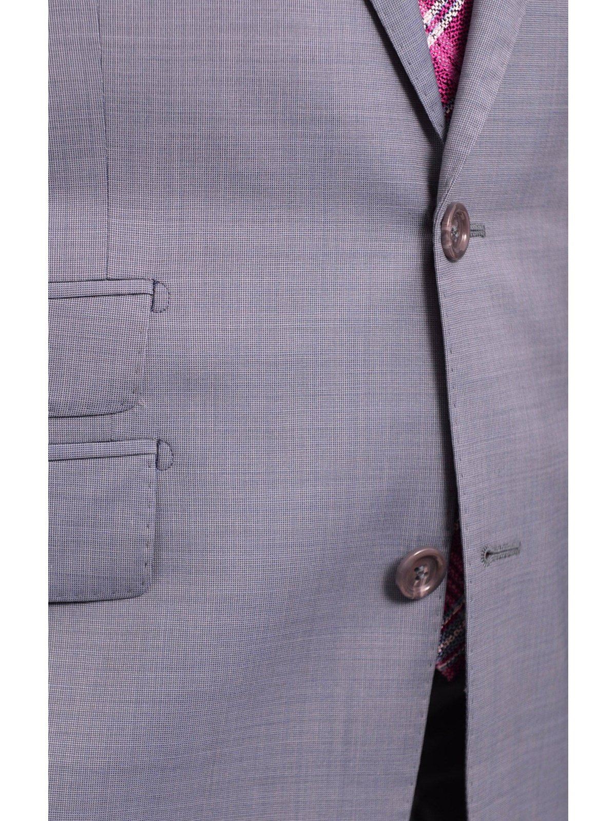 Napoli Slim Fit Light Blue Textured Half Canvassed Two Button Wool Suit