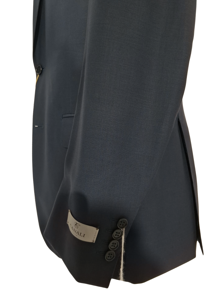 Canali Solid Navy 100% Wool Suit 40R