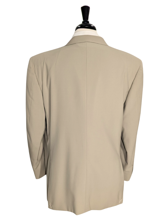 Canali Mens Solid Tan Notch Lapel Canvassed Classic Fit 3-Button Wool Suit - 46R