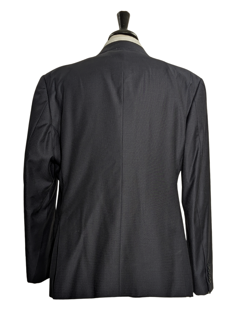Armani Collezioni G Line Navy Microcheck Slim Fit Wool 2-Button Suit 44R