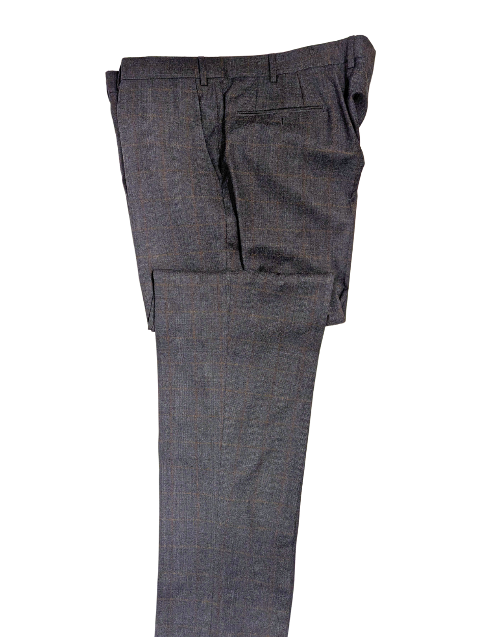 Armani Collezioni Brown And Gray Plaid  G-Line Notch Lapel Two Button Suit 48R