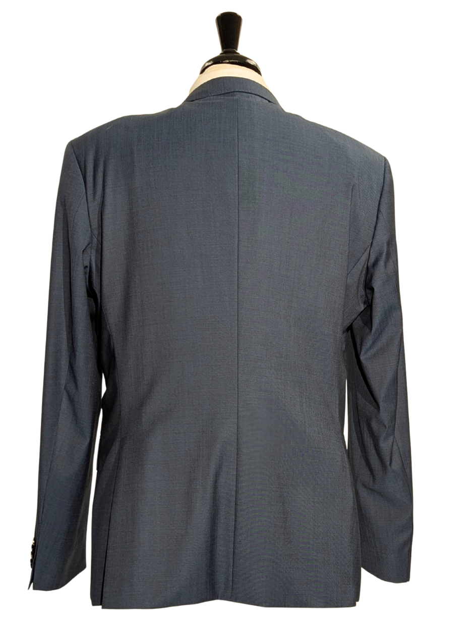 Hugo Boss Super 120s Blue Textured Notch Lapels Wool 2-Button Suit - 44R