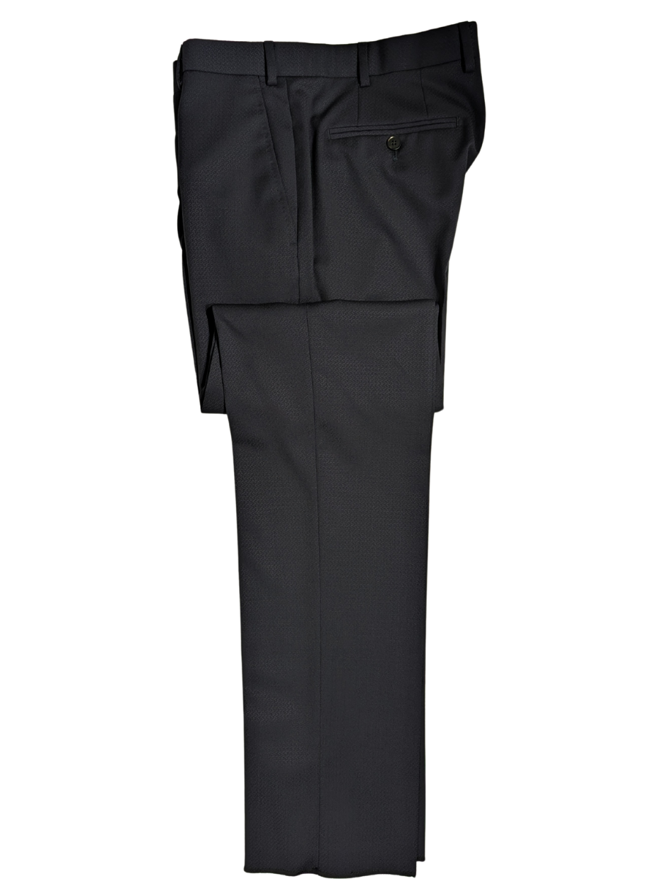 Armani Collezioni Dark Blue Textured M-Line Modern Fit Notch Lapel 3 Piece Wool Suit 36R