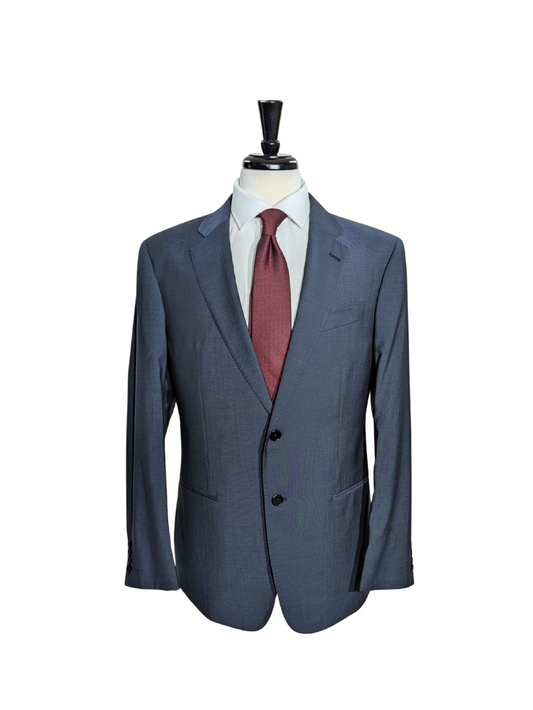 Emporio Armani Textured Blue Notch Lapel G-Line Two Button Suit 44R