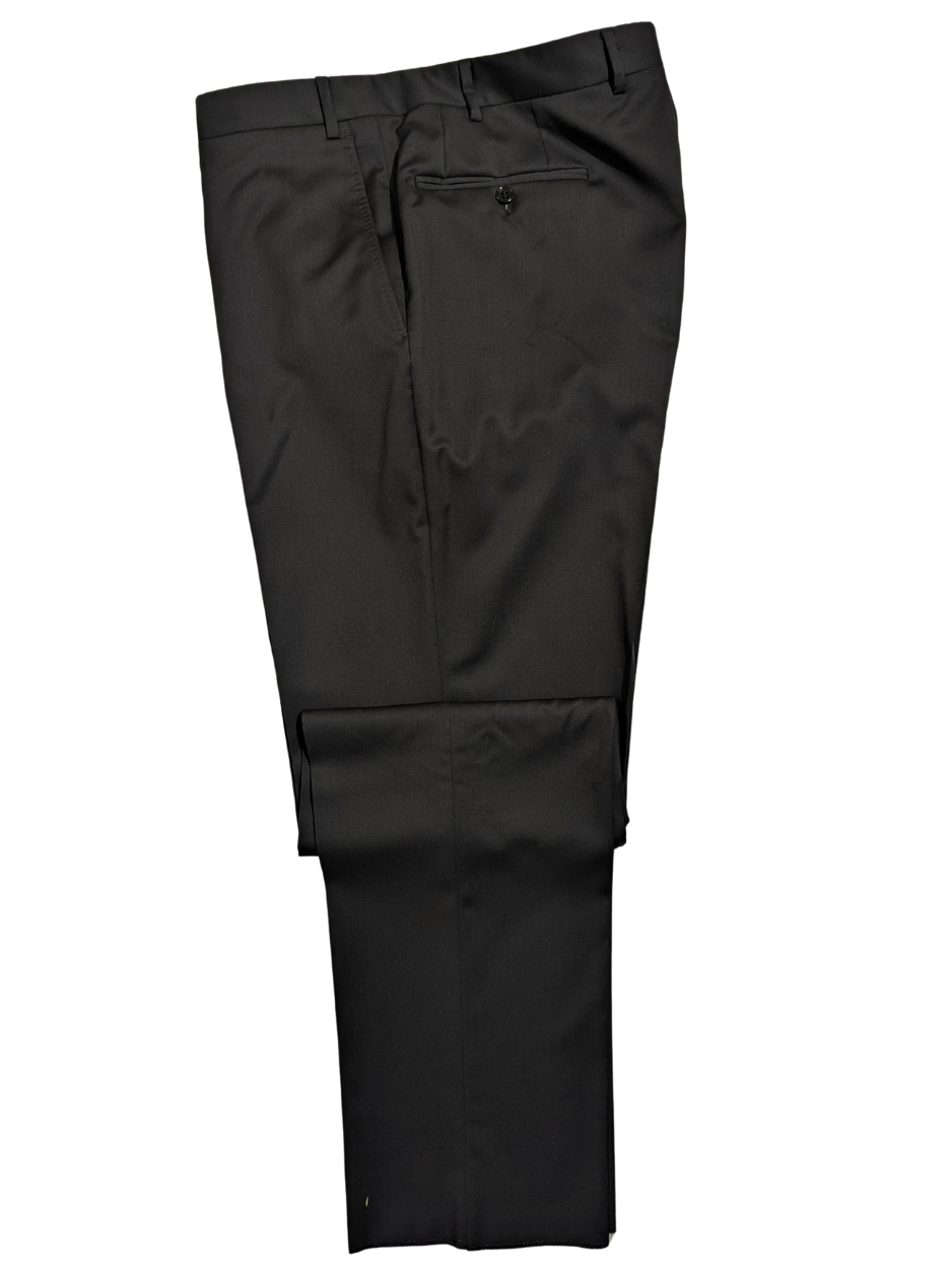 Canali Solid Black Classic Fit Notch Lapel 2 Button Wool Suit 44R