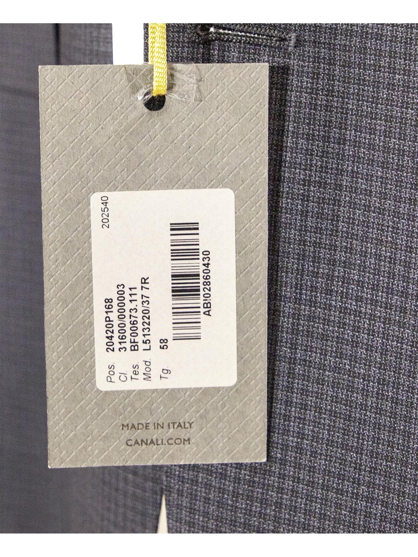 Canali 1934 Mens 48R Drop 7 Charcoal Grey Check 3 Piece Suit