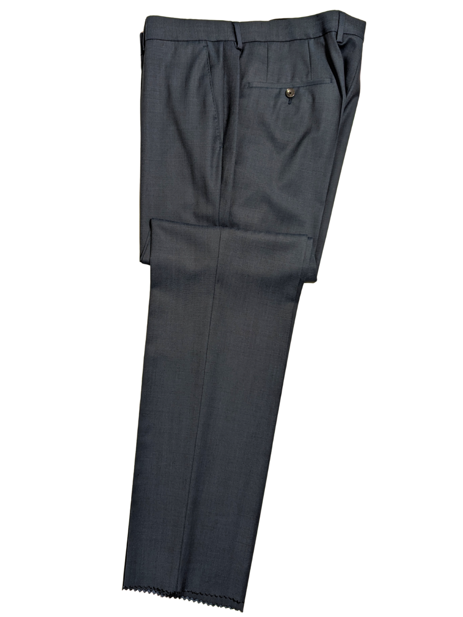 Hugo Boss Super 120s Blue Textured Notch Lapels Wool 2-Button Suit - 44R