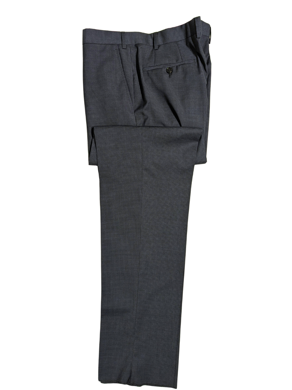 Emporio Armani Blue Mini Check G-Line Slim Fit Notch Lapel 2 Button Wool Suit 44R