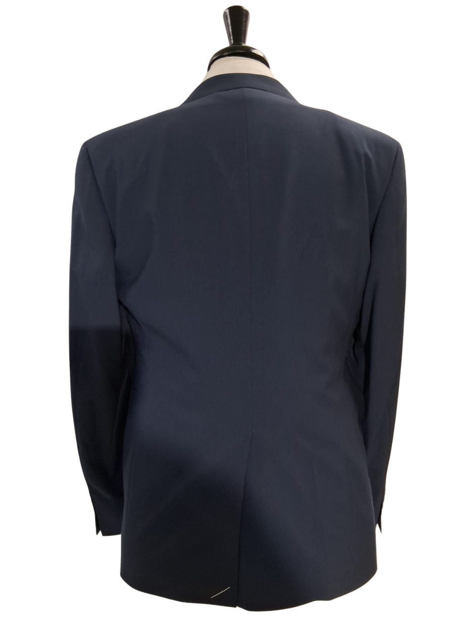Canali Solid Navy 3-piece 100% Wool Suit 42R