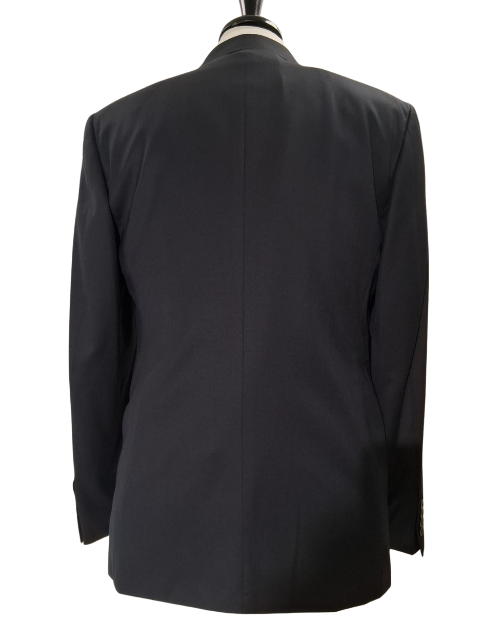 Canali Solid Black 3-piece 1-button 100% Wool Suit 42R