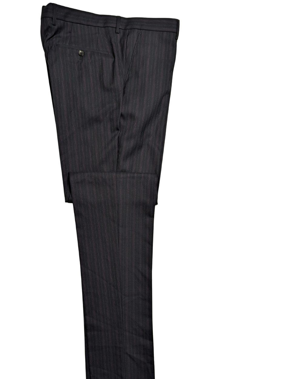 Hugo Boss Navy Blue and Purple Pinstriped Notch Lapels Wool 2-Button Suit 40R