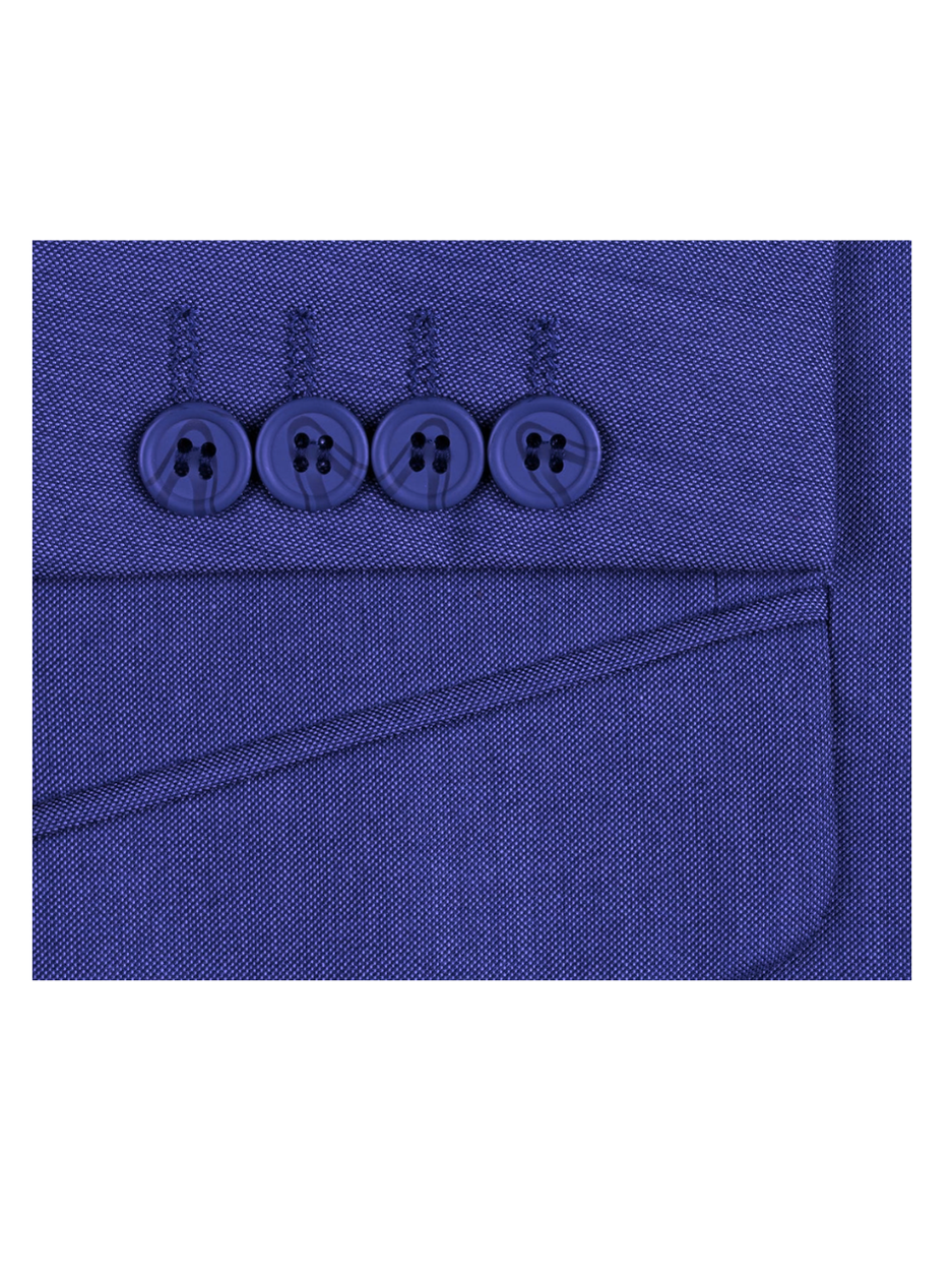 Raphael Blue Textured Slim Fit Notch Lapel Patch Pockets Two Button Stretch Travel Suit