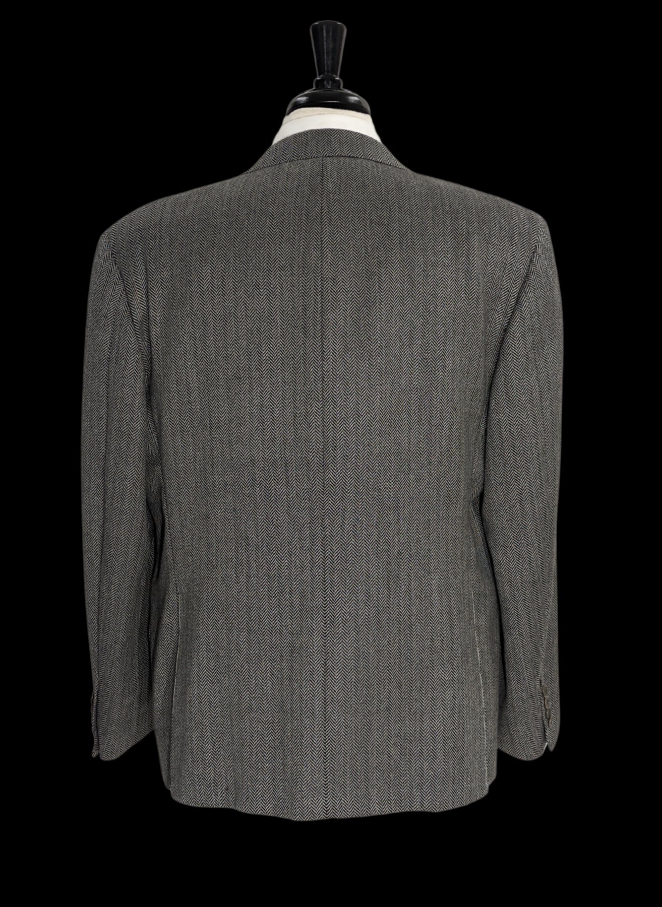 Sartoria Partenopea Men's Gray and Black Herringbone 100% Wool Sport Coat 46R