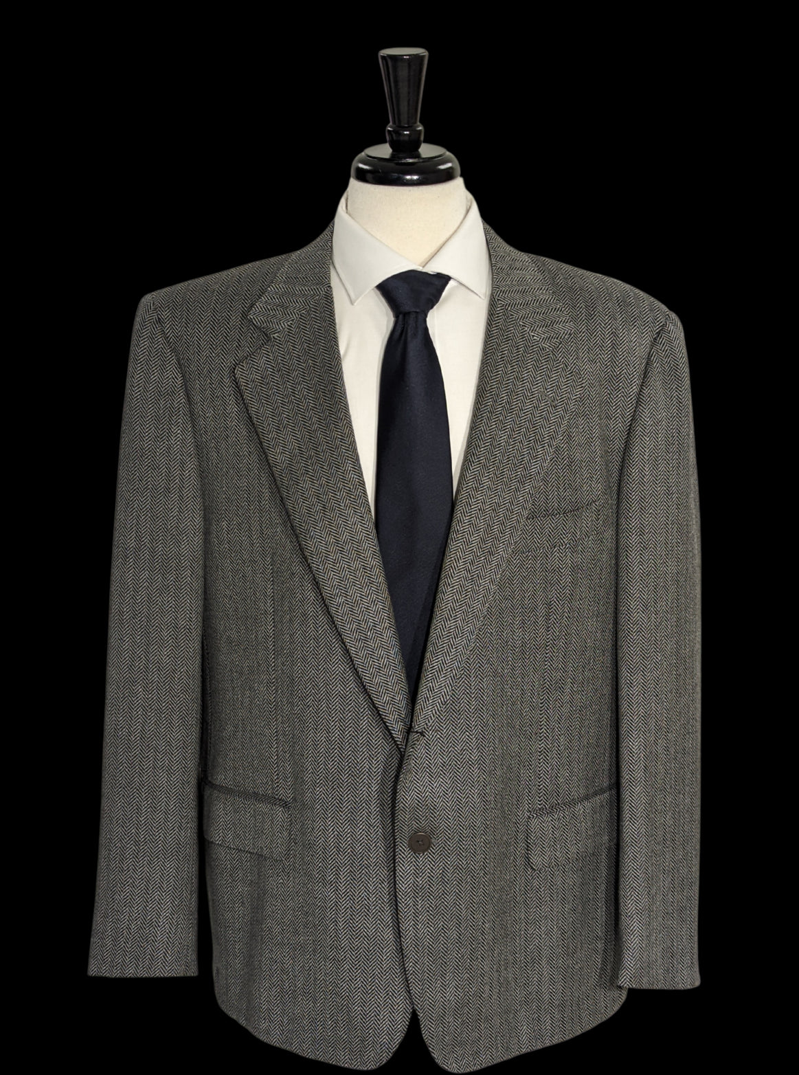 Sartoria Partenopea Men's Gray and Black Herringbone 100% Wool Sport Coat 46R